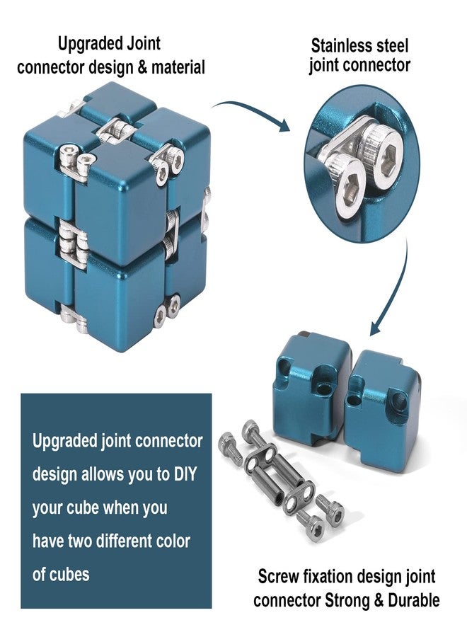 Lifidea Aluminum Alloy Metal Infinity Cube Fidget Cube (6 Colors) Handheld Fidget Toy Desk Toy with Cool Case Infinity Magic Cube Relieve Stress Anxiety ADHD OCD for Kids and Adults (Blue) - Image 3